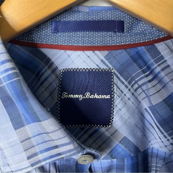 Tommy Bahama Shadow Ridge Plaid Button Down Shirt Blue Size XL Long Sleeve - Picture 5 of 6